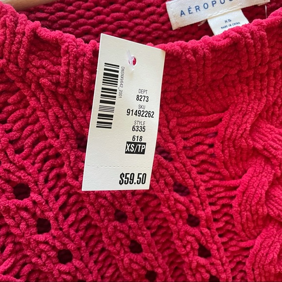 NWT Aero Red Cable Knit Soft Sweater - Picture 4 of 9